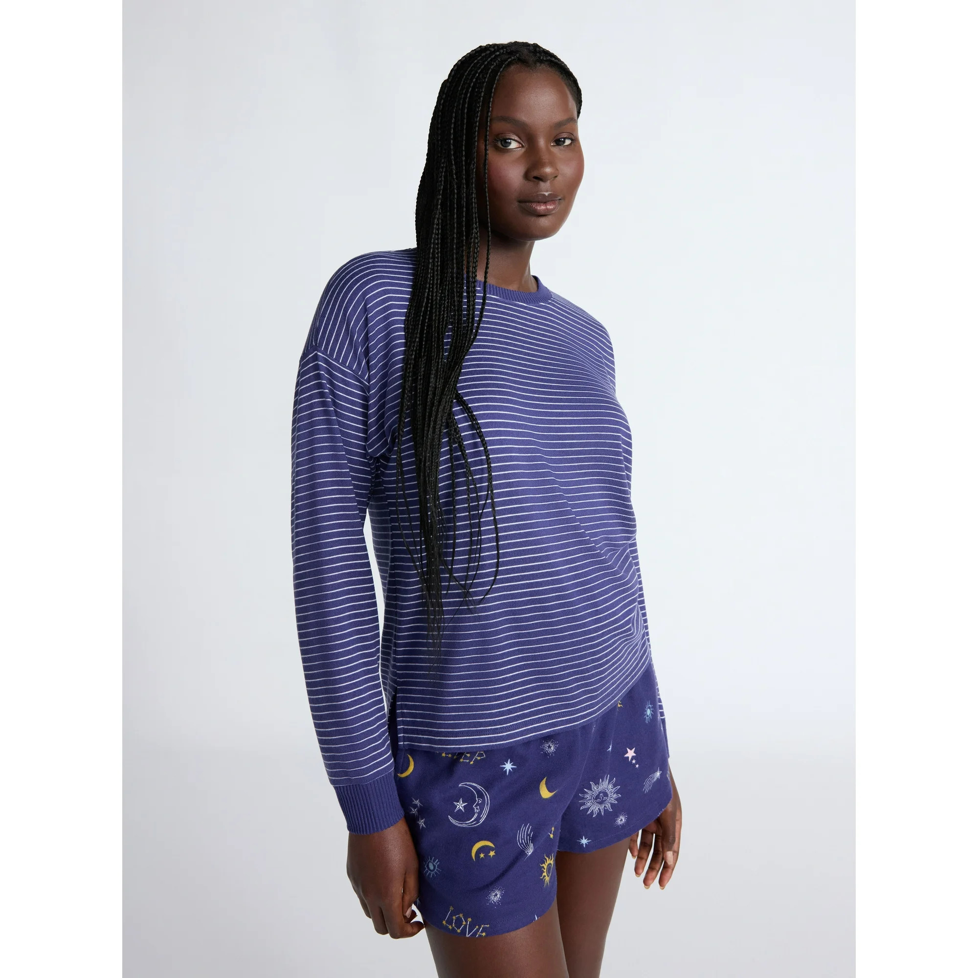 Joyspun Women's Cozy Lounge Collection Hacci Knit Sleep Top with Long Sleeves, Sizes XS-3X | Walmart (US)