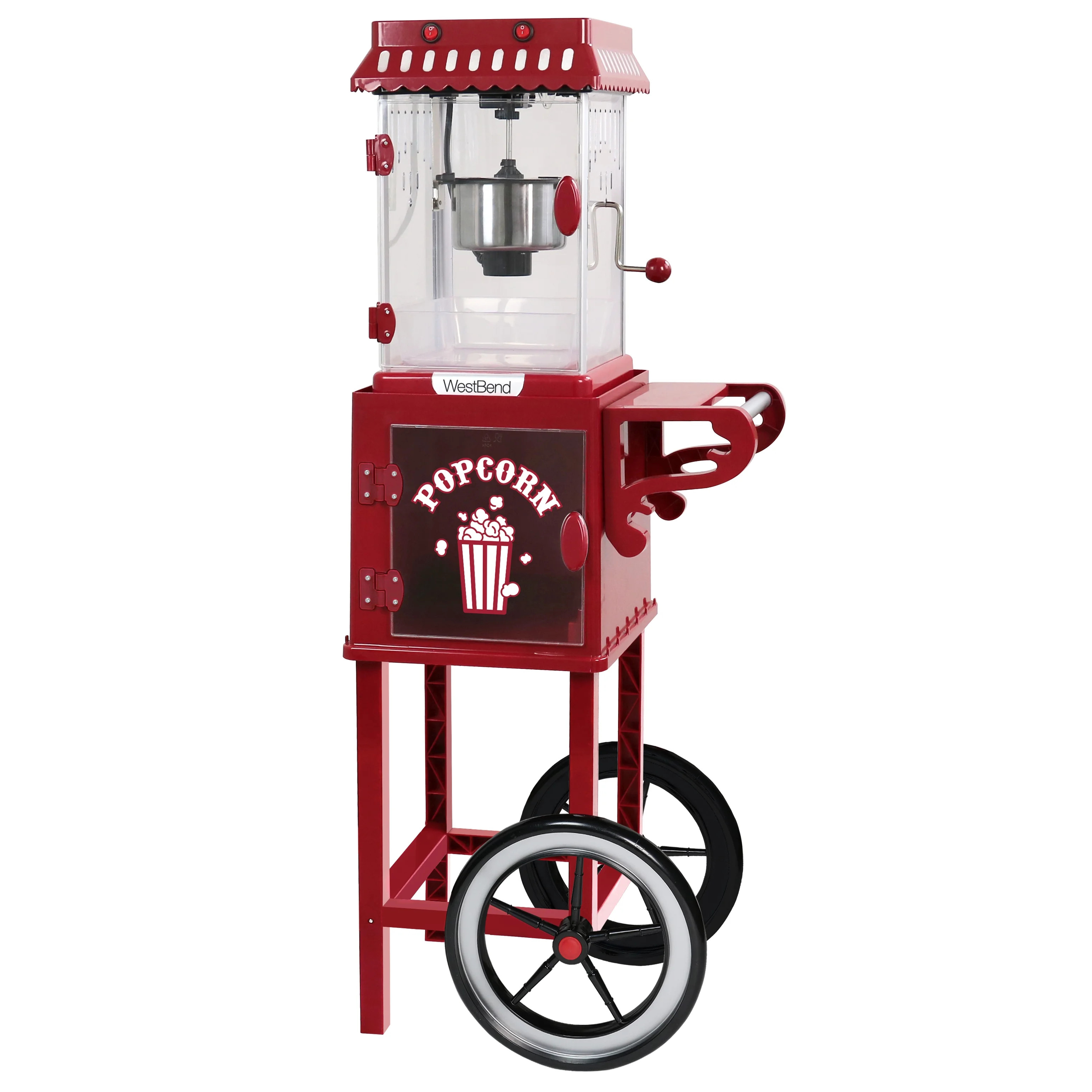 West Bend Compact Popcorn Machine & Cart, Onboard Storage, Serving Tray, Red | Walmart (US)