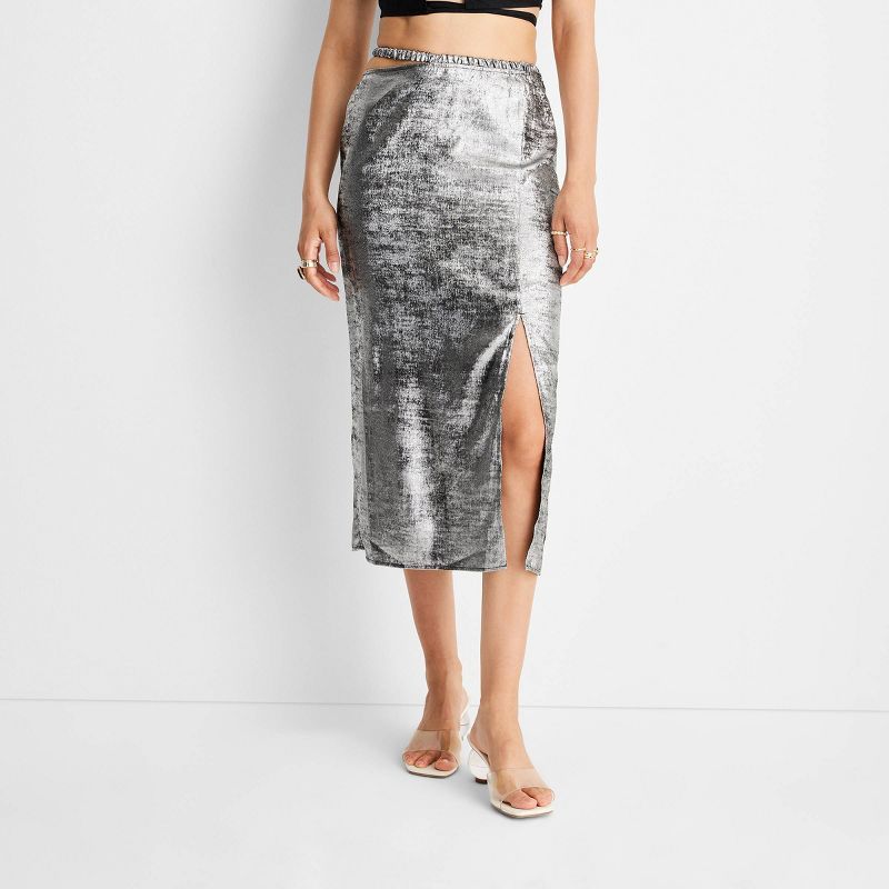 Women's Side Cut Out Midi Skirt - Future Collective™ with Alani Noelle Dark Gray | Target