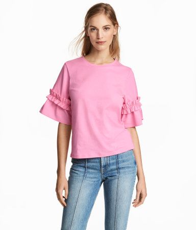 H&M Top with Ruffled Sleeves $17.99 | H&M (US)
