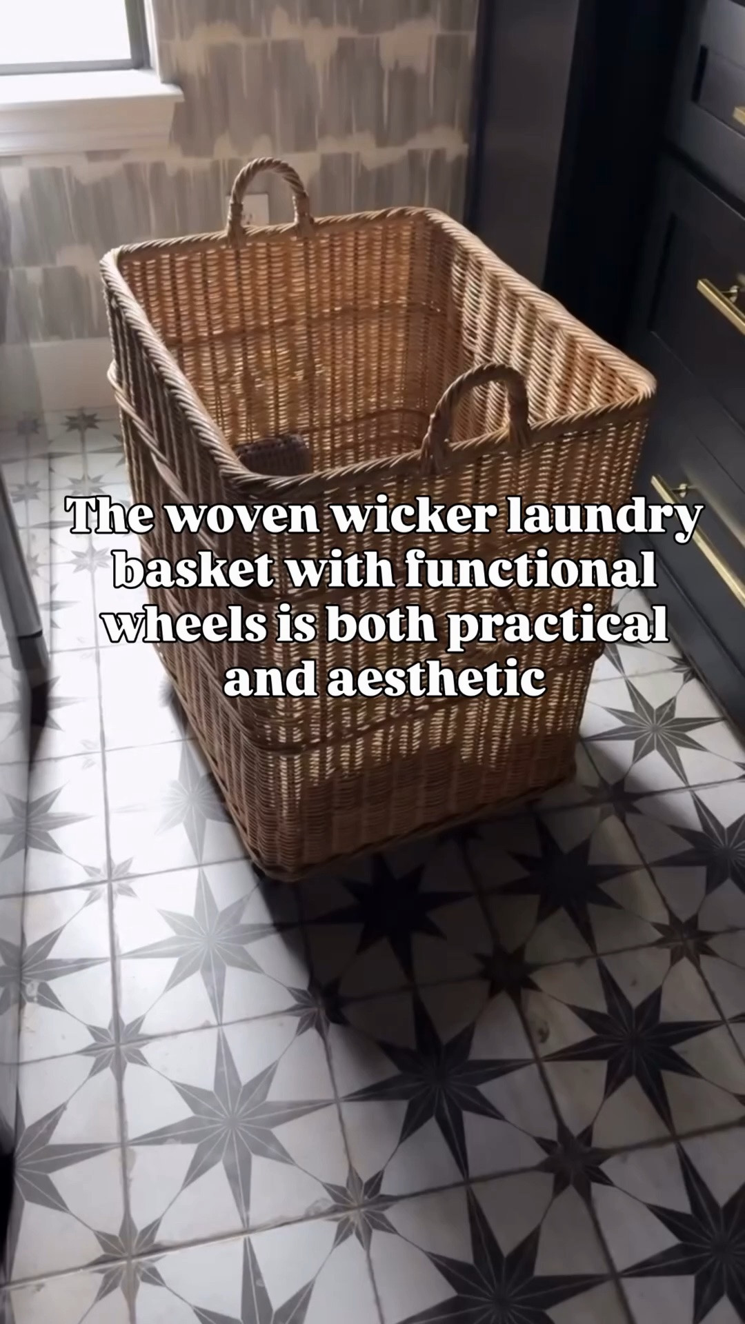 Woven wicker laundry basket on wheels
So handy

#LTKHome