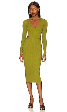 Camila Coelho Rosabella Midi Dress in Olive Green from Revolve.com | Revolve Clothing (Global)