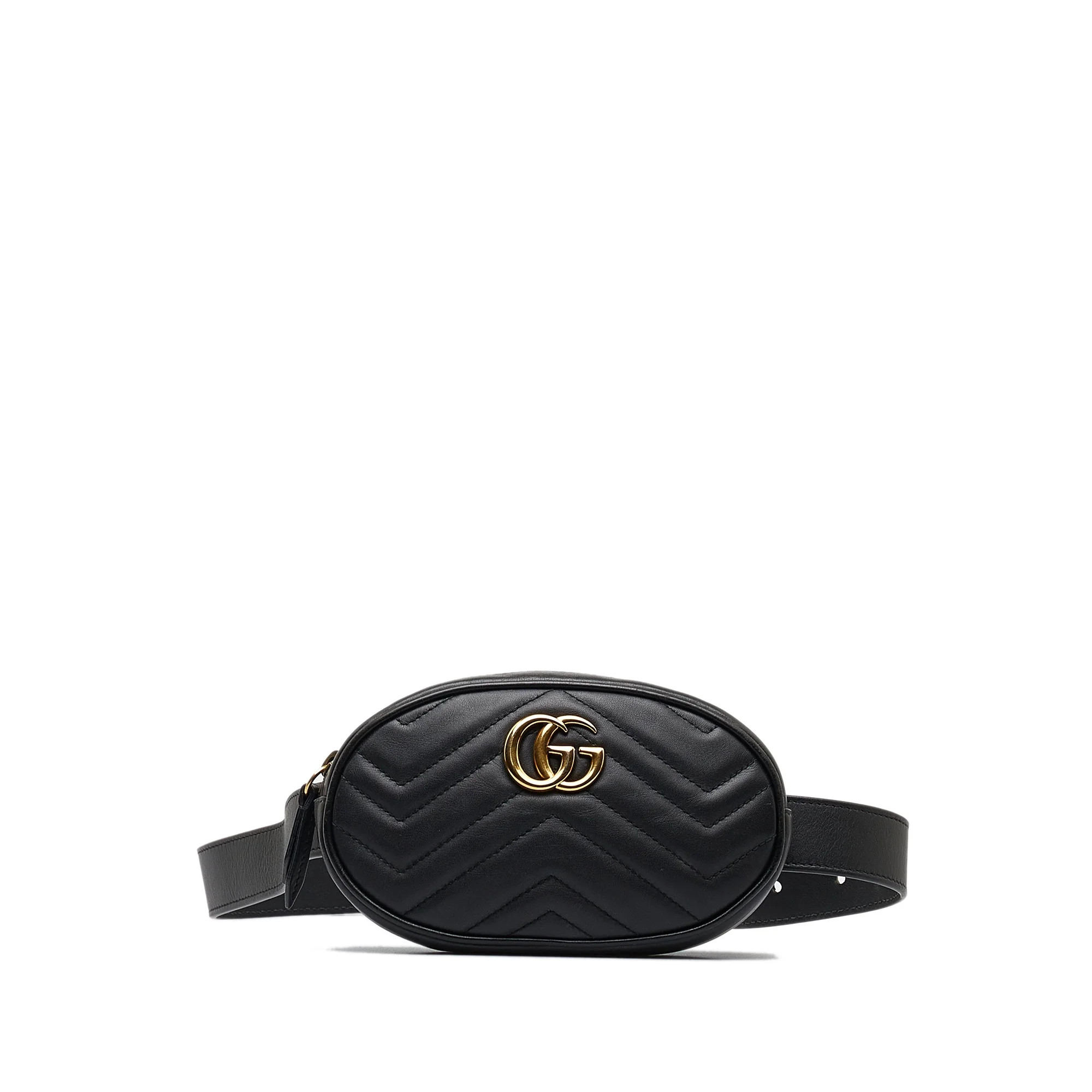 Pre-Owned Authenticated Gucci GG Marmont Matelasse Belt Bag Calf Leather Black Unisex (Good) | Walmart (US)