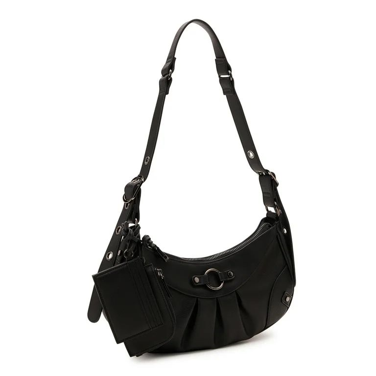 No Boundaries Women's Contemporary Hobo Bag Black | Walmart (US)