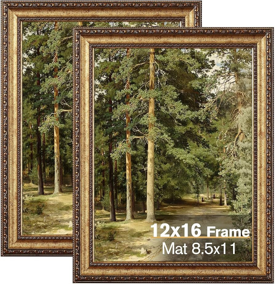 12x16 Gold Picture Frame, 2 Pack Ornate Vintage Picture Frames for Wall or Tabletop Display, 12x1... | Amazon (US)