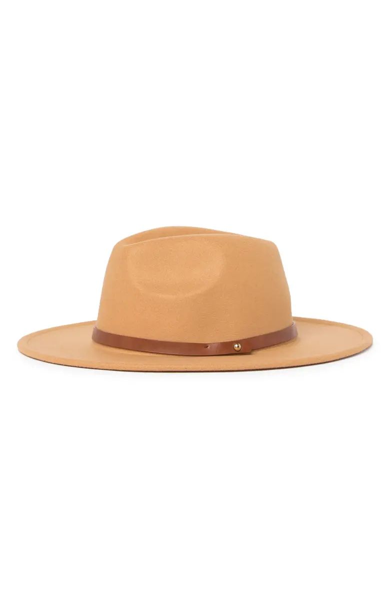 Faux Leather Trim Felt Panama Hat | Nordstrom Rack
