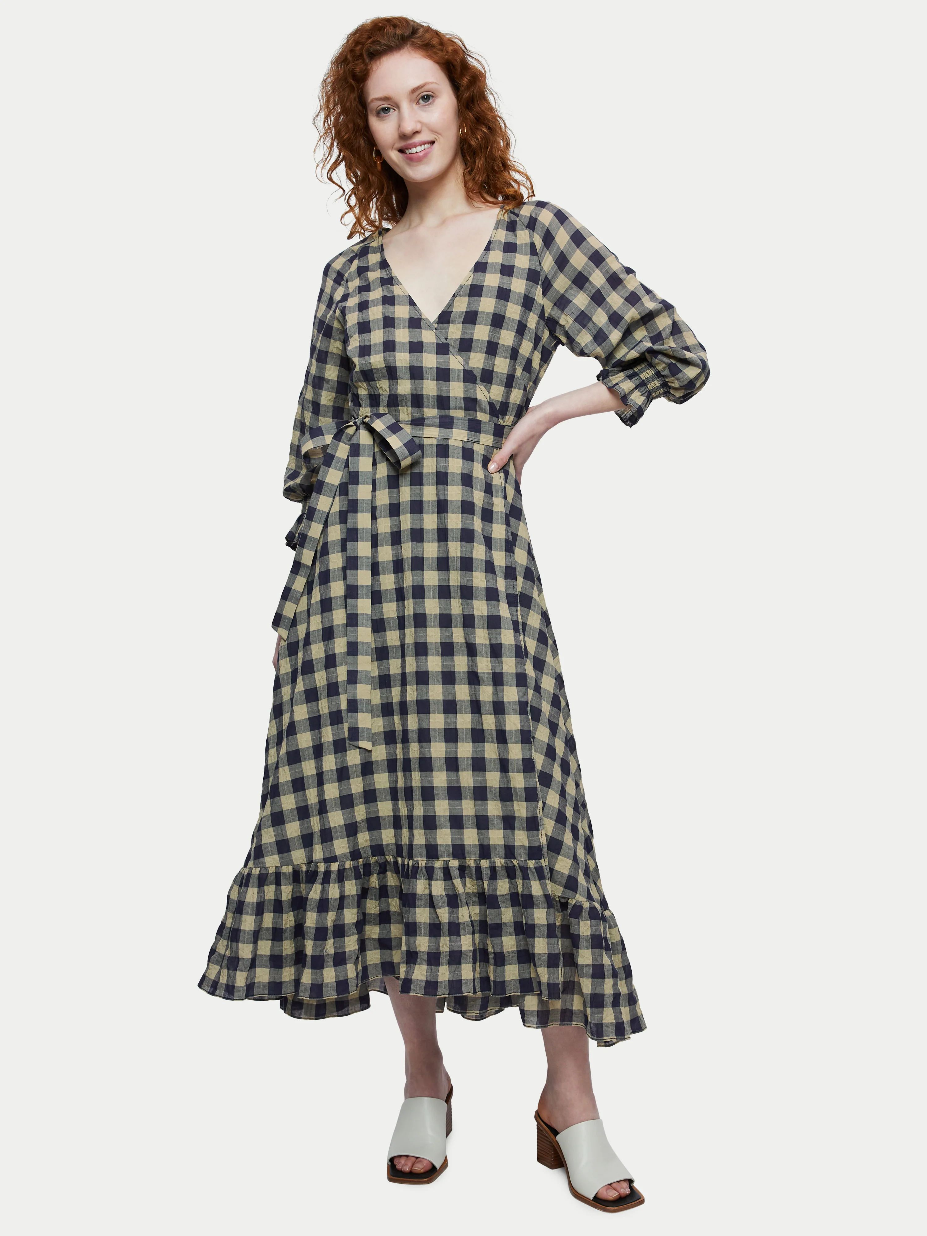 Cotton Gingham Wrap Maxi Dress | Jigsaw (UK)