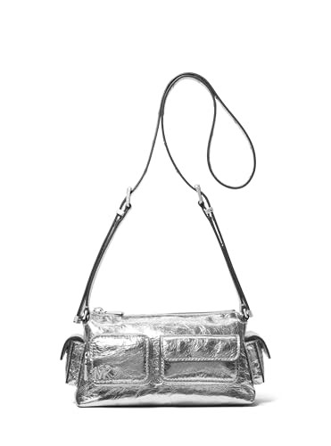 Michael Kors Dakota Small Convertible Pocket Crossbody Bag, Silver-Tone Hardware/Metallic Volare Leather/Silver | Amazon (US)