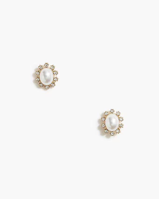 Crystal and pearl stud earrings | J.Crew Factory