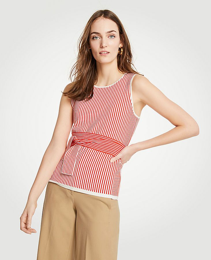 Stripe Tie Waist Sweater Shell | Ann Taylor (US)