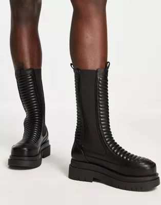 Koi Footwear Ember long padded boots in black | ASOS (Global)