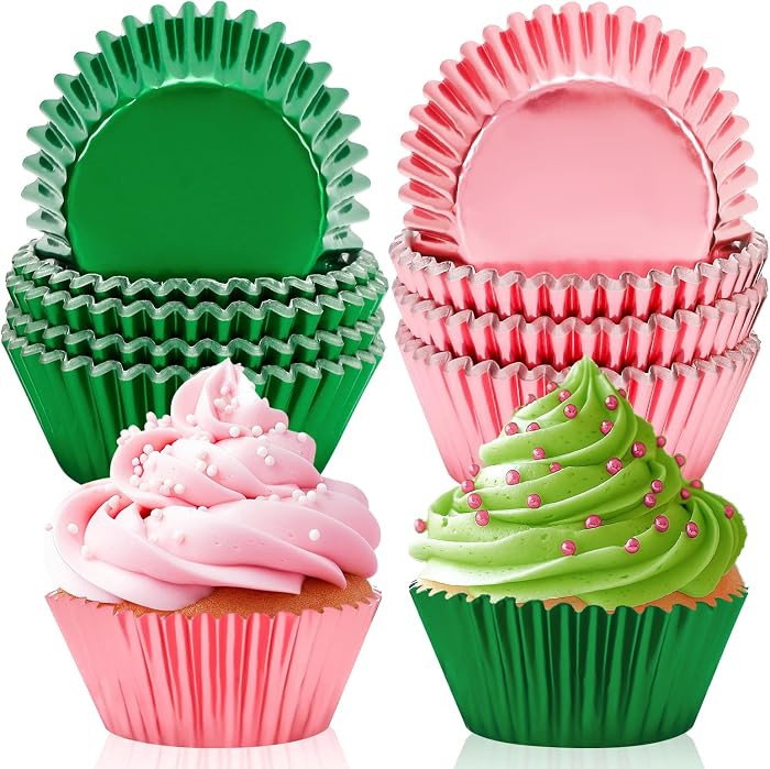200Pcs Halloween Green Pink Foil Cupcake Liners Witch Princess Theme Paper Cake Baking Cups Pink ... | Amazon (US)