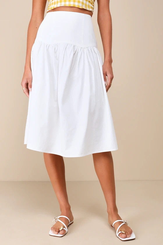 Only One White Drop Waist Midi Skirt | Lulus