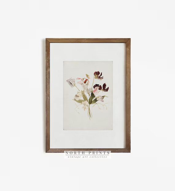Botanical Vintage Print  Antique Flower Watercolor Farmhouse | Etsy | Etsy (US)