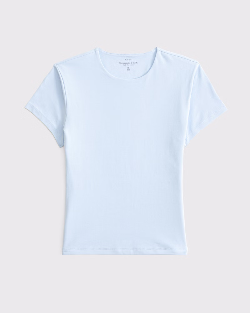 Abercrombie & Fitch Women's Double-Lined Baby Tee in Light Blue - Size L | Abercrombie & Fitch (US)