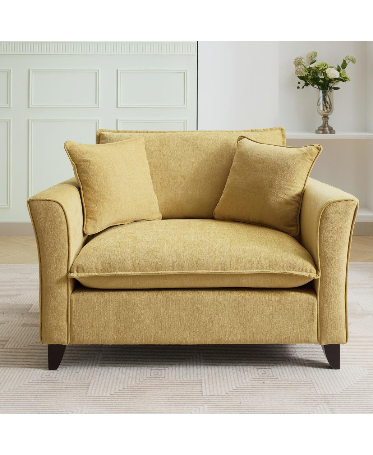 Streamdale Furniture Chenille Oversized Armchair, Comfy Chair and a Half Single Sofa with Pillow - Yellow | Macy's