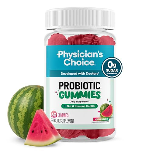 Physician's CHOICE Probiotic Gummies with Vitamin D & Prebiotic Fiber - Sugar Free - 1B CFUs of Clinically Studied Probiotic - Supports Immune & Gut Health for Women & Men - Watermelon Flavor - 60CT | Amazon (US)