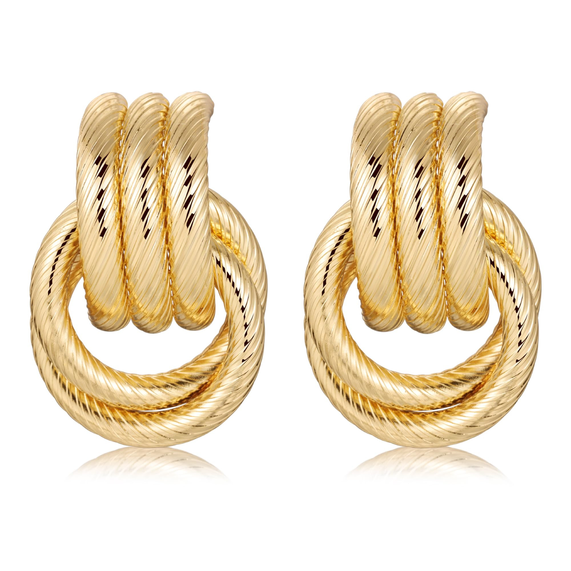 Chunky Knot Link Earrings, Twisted Circle Geometric Drop Dangle Earrings Studs, Women's Jewelry_L... | Amazon (US)