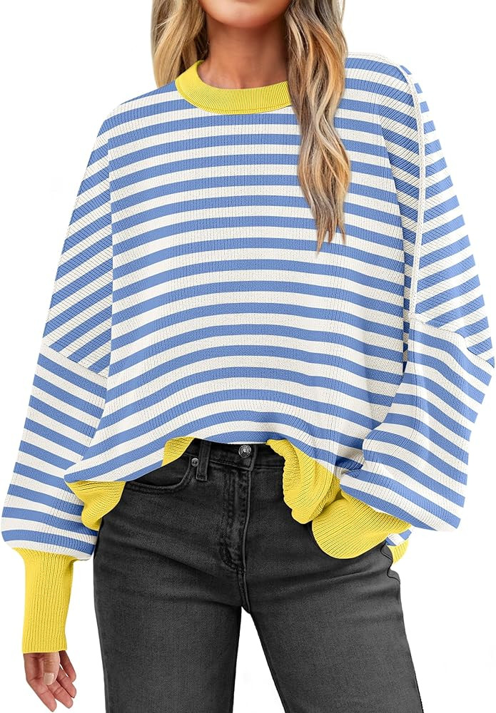 ANRABESS Sweaters for Women Oversized Batwing Long Sleeve Crewneck 2025 Fall Outfits Casual Loose... | Amazon (US)