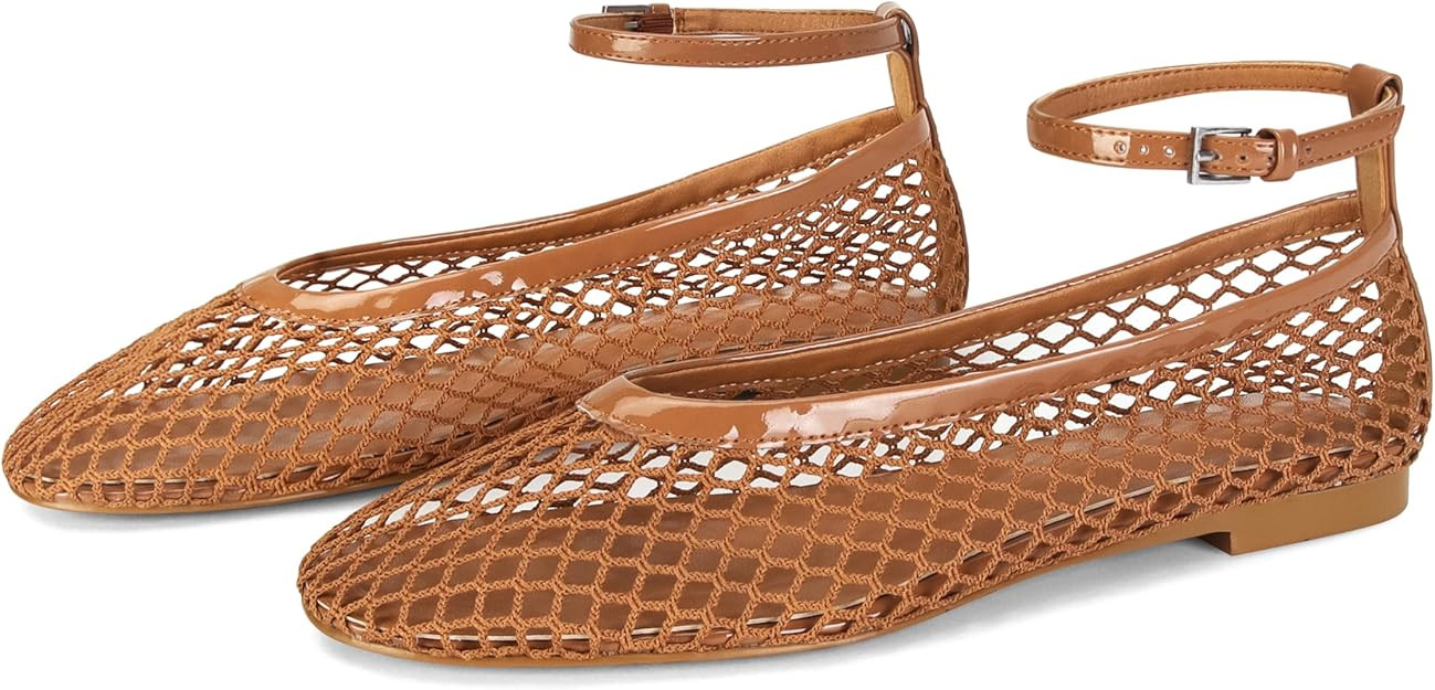 Mesh Ballet Flats for Women Round Toe Buckle Strap Fishnet Mary Jane Flats Comfy Casual Office Wo... | Amazon (US)