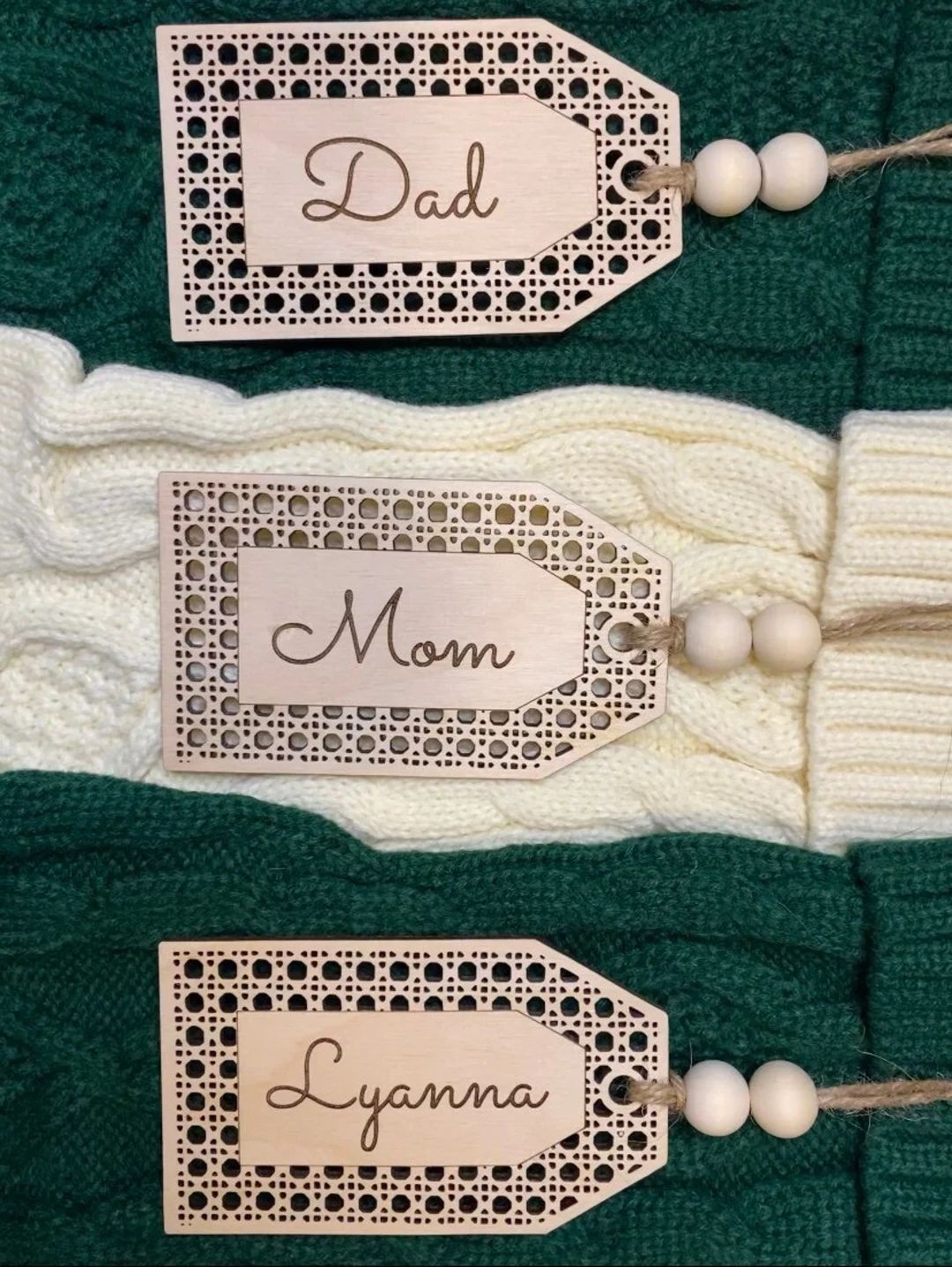 Personalized Rattan Stocking Tags Personalized Name Tags - Etsy | Etsy (US)