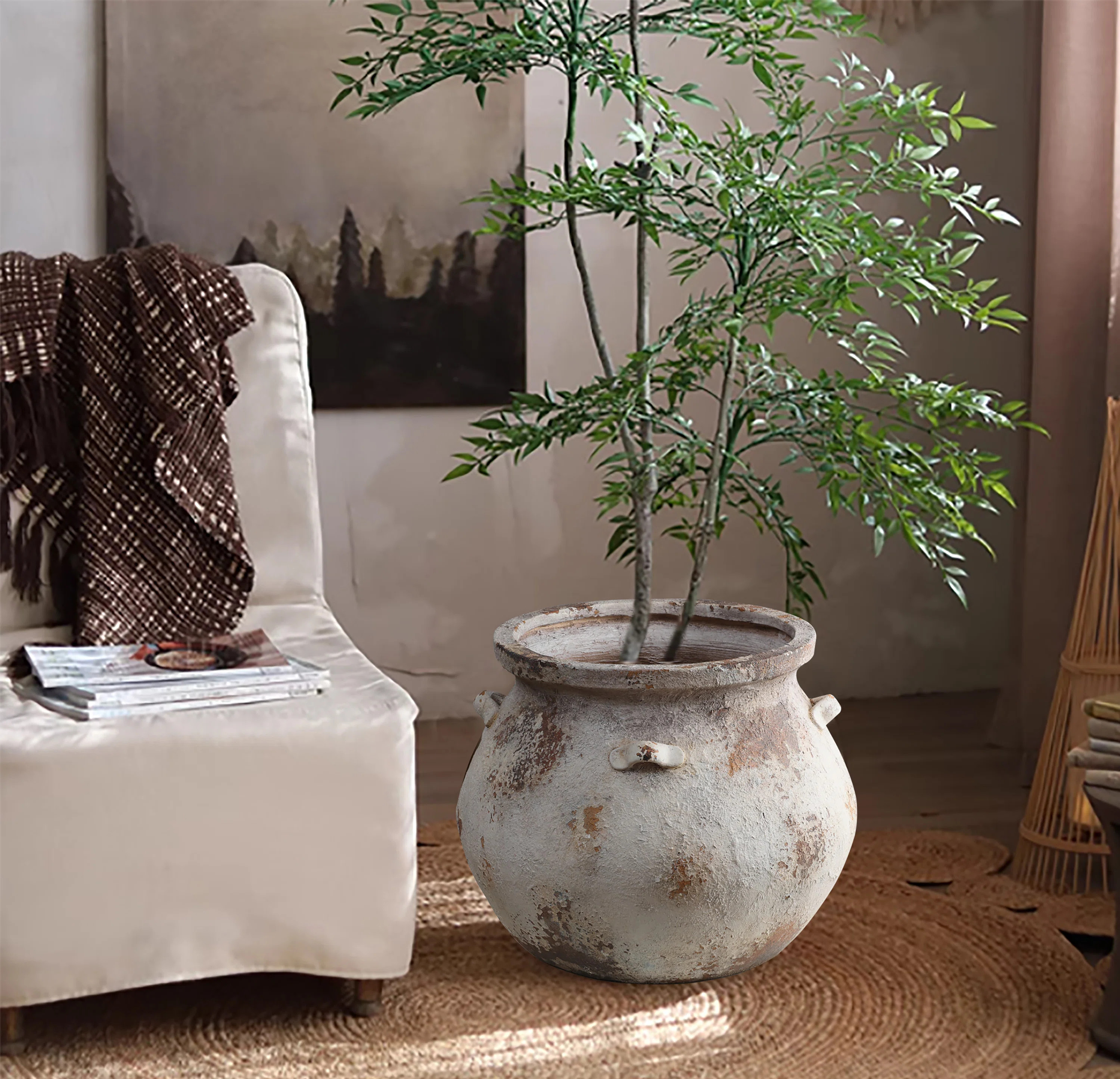 Bungalow Rose Perrinton Handmade Off White Rustic Cauldron MgO Pot Planter & Reviews | Wayfair | Wayfair North America