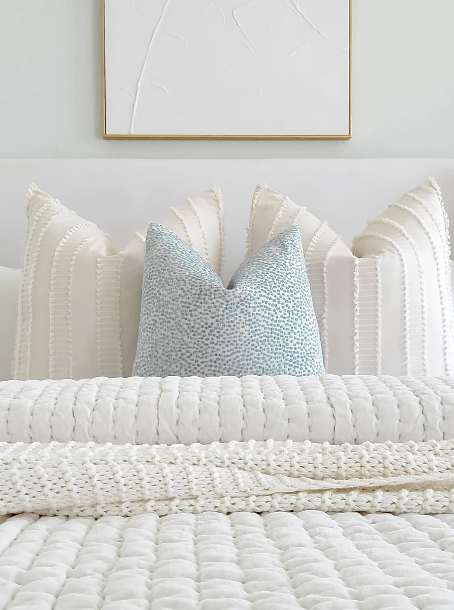 Capron Mist Dotted Chenille Pillow | Land of Pillows