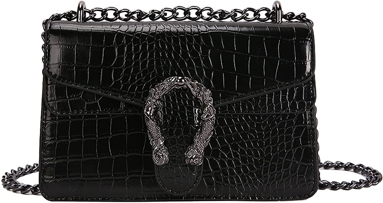 Crossbody Shoulder Evening Bag for Women - Snake Printed Leather Messenger Bag Chain Strap Clutch... | Amazon (US)