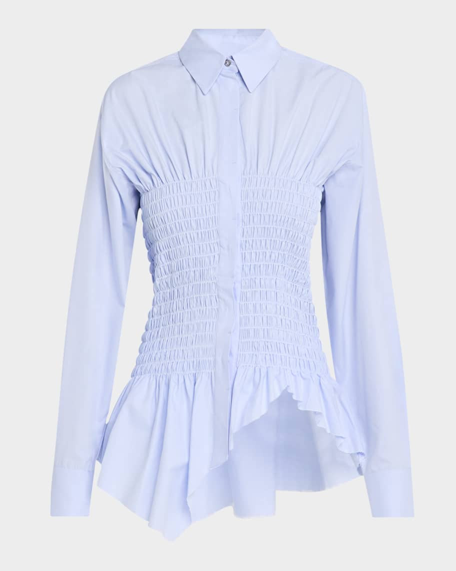 Marques'Almeida Smocked Long-Sleeve Shirt | Neiman Marcus