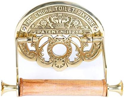 Bright Brass Wall Mount Toilet Paper Holder 7.25" Wide Vintage Crown Style Solid Brass Easy Insta... | Amazon (US)