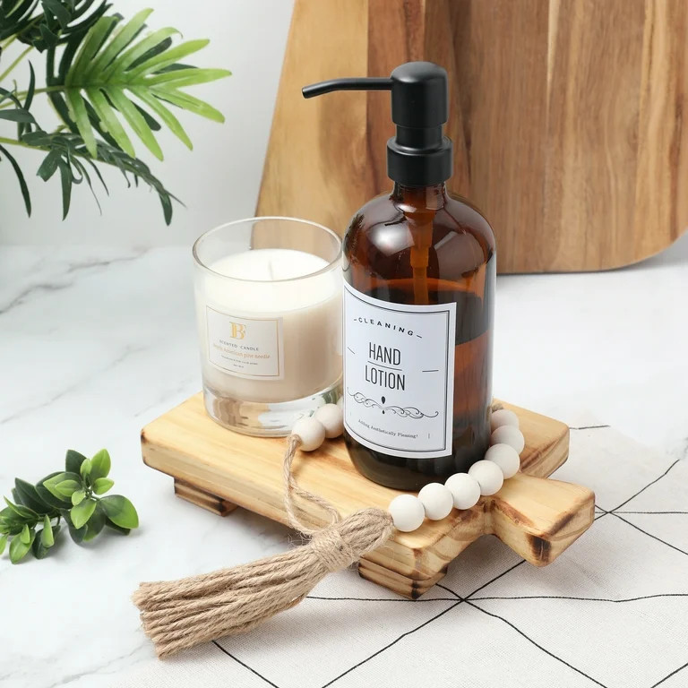 Wood Pedestal Stand, Farmhouse Wood Riser, Display Stool for Bathroom Kitchen Sink, Soap Tray, Ca... | Walmart (US)