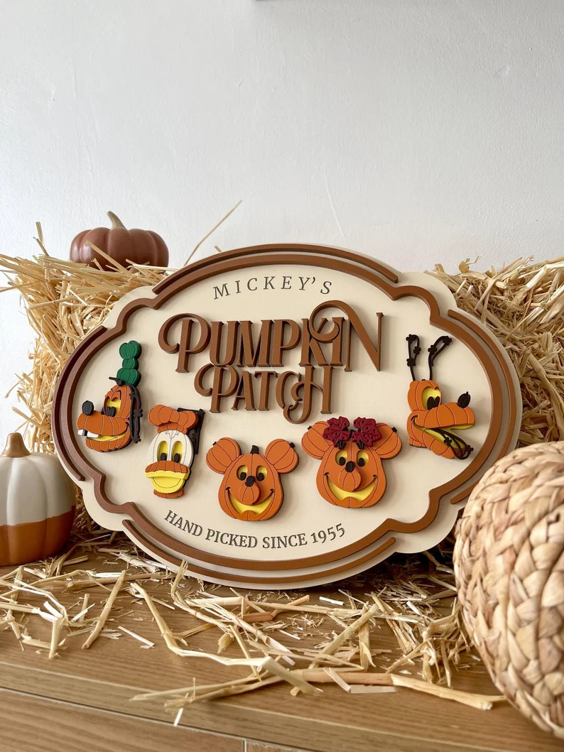 Mickey's Pumpkin Patch Sign Mickey and Friends Pumpkin Sign Halloween Mickey Sign Disney Hallowee... | Etsy (US)