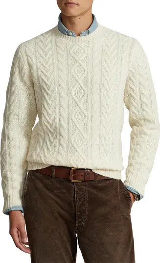 Polo Ralph Lauren Cable Knit Wool & Cashmere Crewneck Sweater | Nordstrom | Nordstrom
