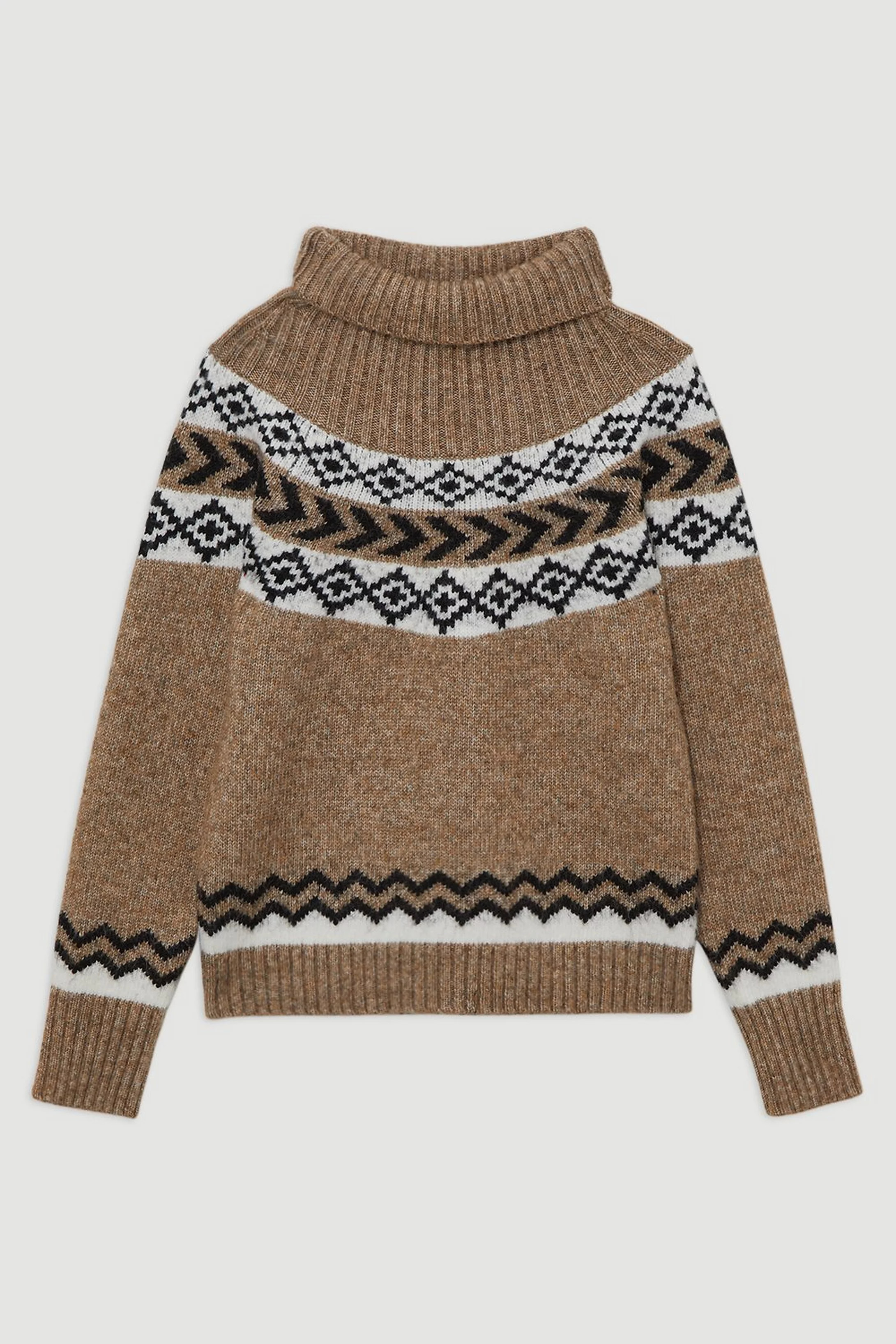 Fairisle Pattern Crew Neck Jumper | Karen Millen | Karen Millen UK + IE + DE + NL