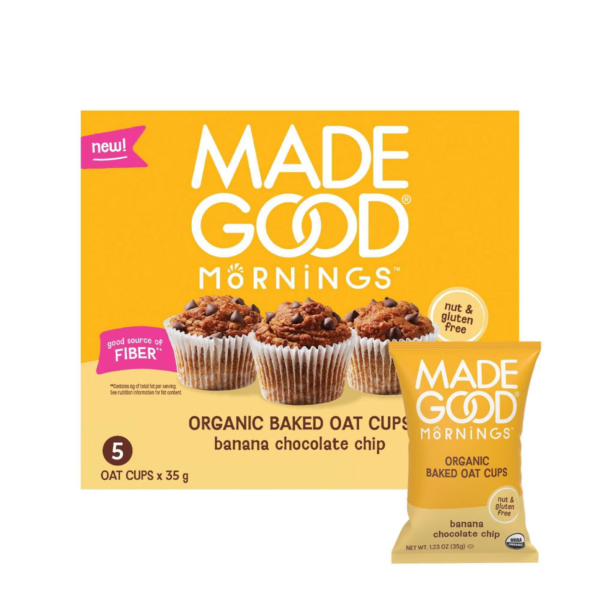 MadeGood Snack Bars Banana Chocolate Chip Oat Cups - 1.23oz/5ct | Target