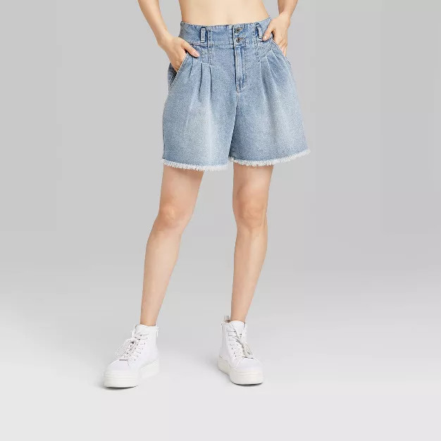 Women's Super-High Rise Pleated Bermuda Jean Shorts - Wild Fable™ | Target