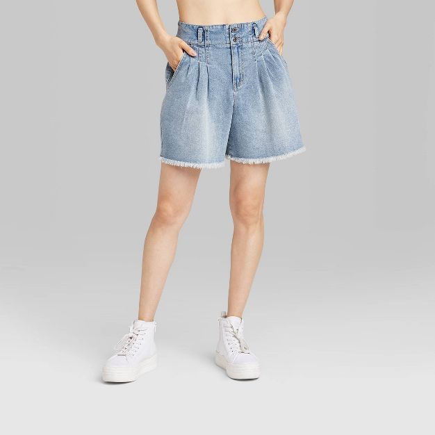 Women's Super-High Rise Pleated Bermuda Jean Shorts - Wild Fable™ | Target