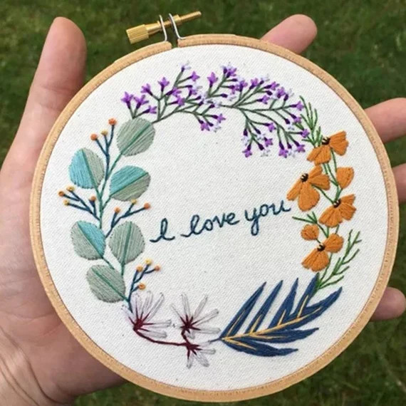 Beginner Embroidery Kit Nice Flower Hand Embroidery Full Kit DIY Floral Needlepoint Hoop Wall Art... | Etsy (US)