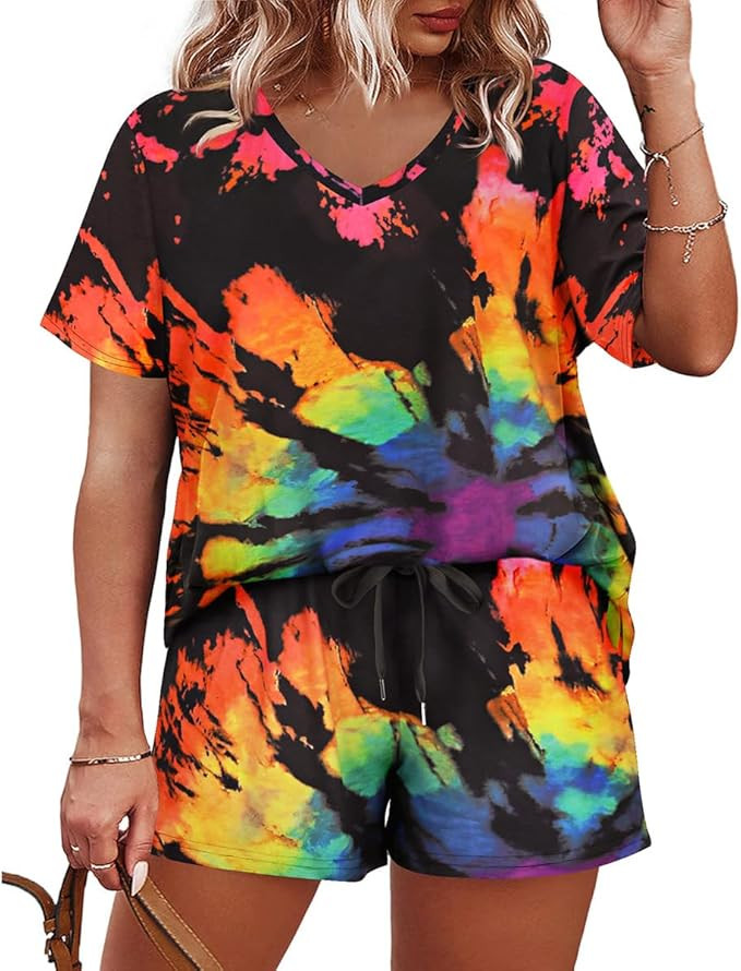 CARCOS Womens Plus Size 2 Piece Outfits Summer Shorts Sets Lounge Set Track Suits Vacation Outfit... | Amazon (US)