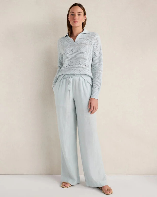 Linen Wide Leg Drawstring Pants | Talbots