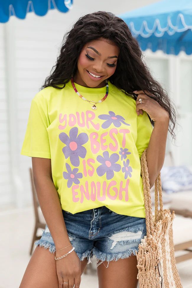 Your Best is Enough Neon Oversized Graphic Tee | Pink Lily