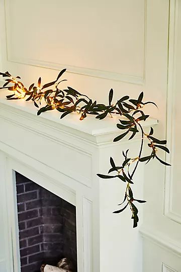 Stargazer Nature Effects Olive Leaf Garland | Anthropologie (US)