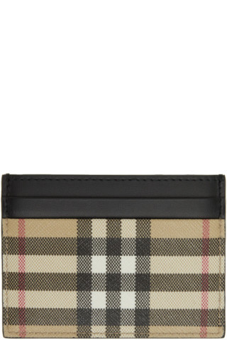 Burberry - Beige E-Canvas Vintage Check Sandon Card Holder | SSENSE