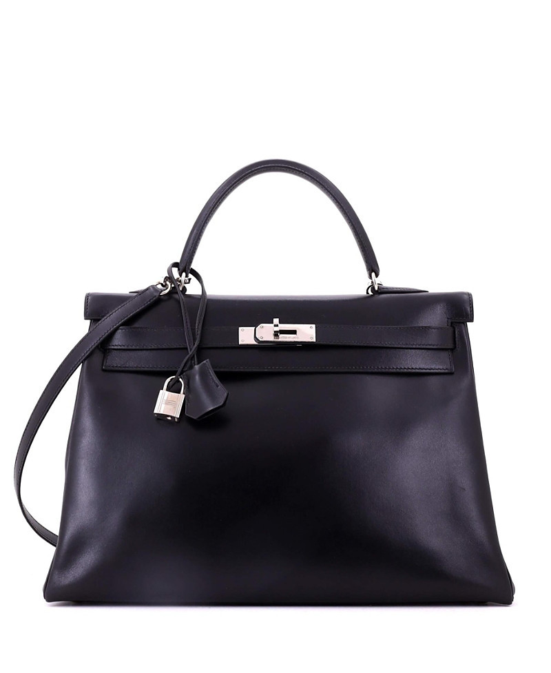 Pre-Owned HERMES Kelly 35 Box Calf Leather Palladium Hardware Handbag | Bloomingdale's (US)
