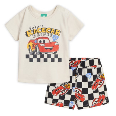 Disney Cars Lightning McQueen Newborn Baby Boys T-Shirt and French Terry Shorts Outfit Set Off White / Black Cars 0-3 Months | Target