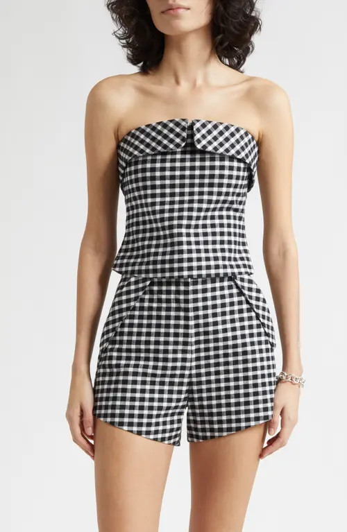 POSSE Chiara Strapless Stretch Cotton Top in Black/white at Nordstrom, Size Small | Nordstrom