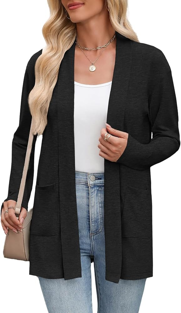 Zeagoo Women's Lightweight Cardigan Sweaters Open Front Long Sleeve Casual Loose Thin Cardigans w... | Amazon (US)