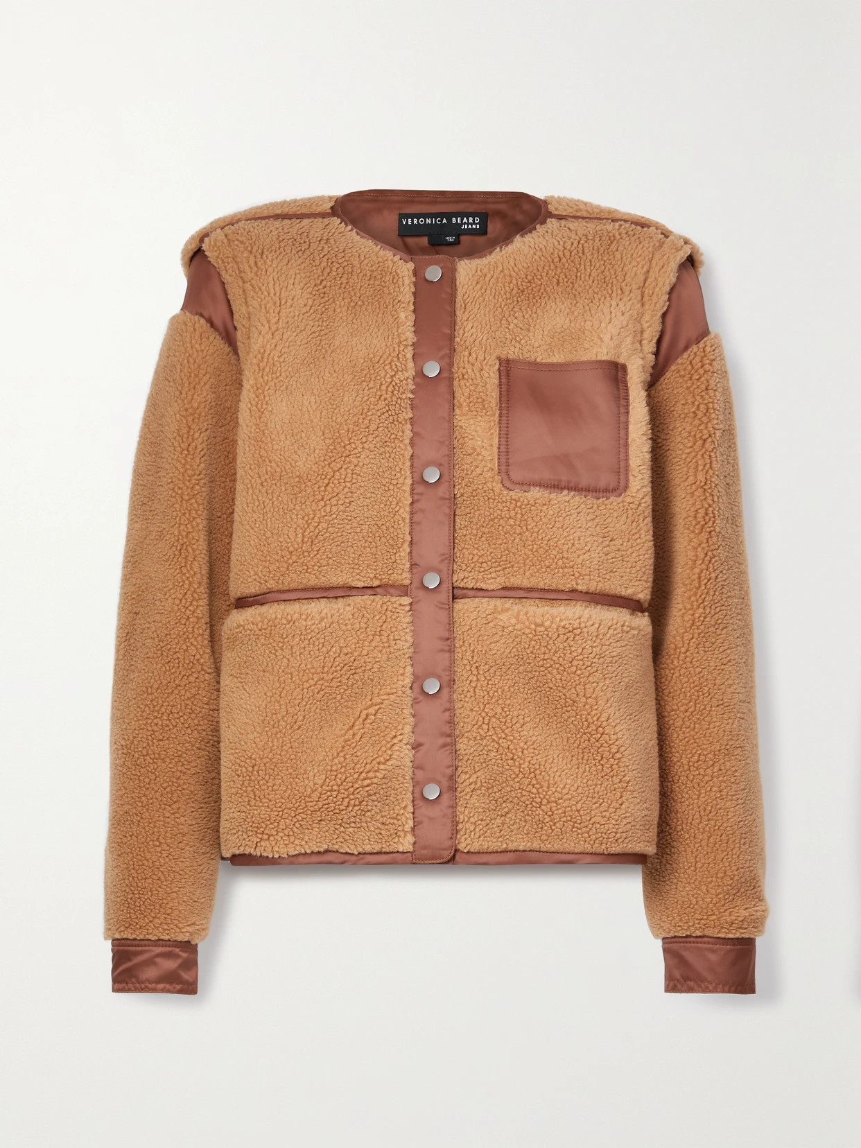 Veronica Beard - Surrey Shell-trimmed Fleece Jacket - Brown | NET-A-PORTER (UK & EU)