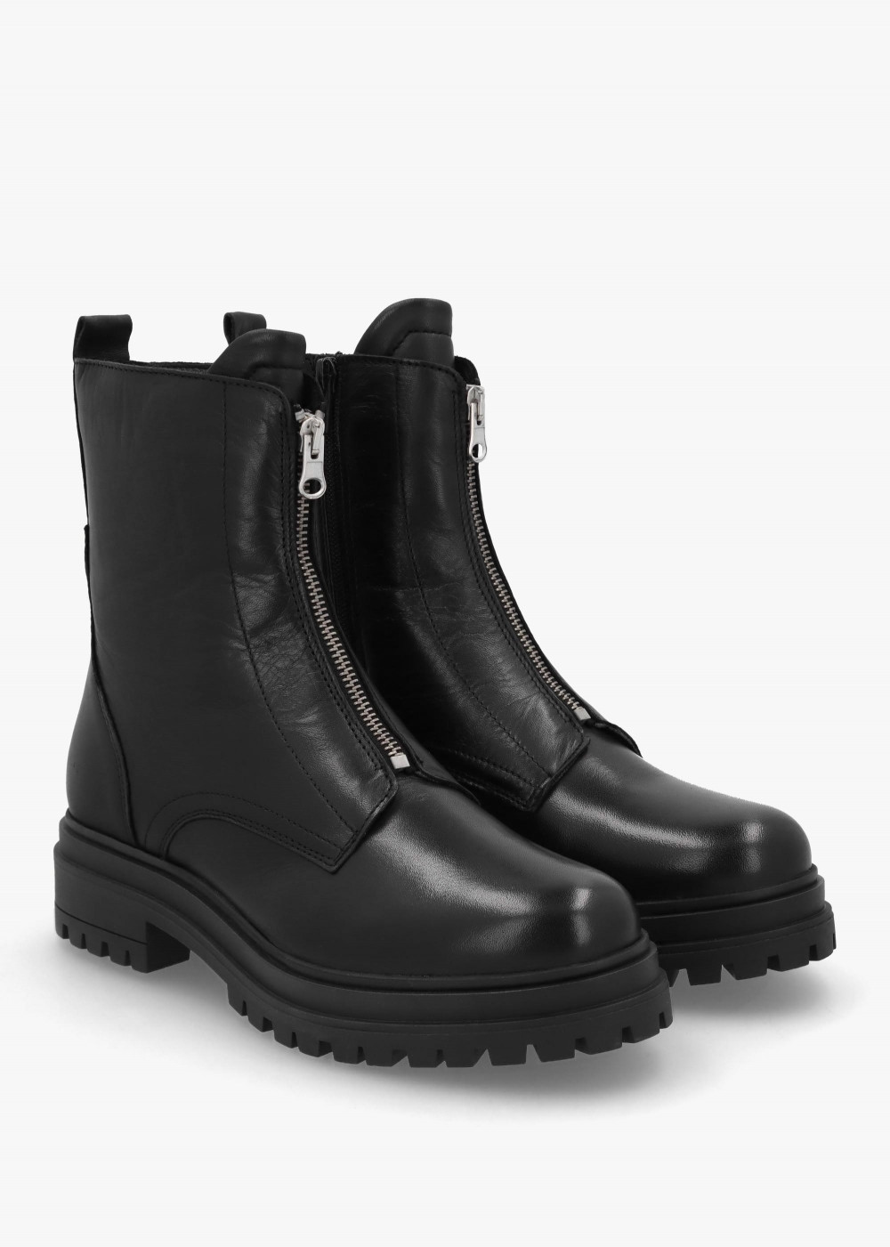 Izippe Black Leather Front Zip Ankle Boots | Daniel Footwear (UK)