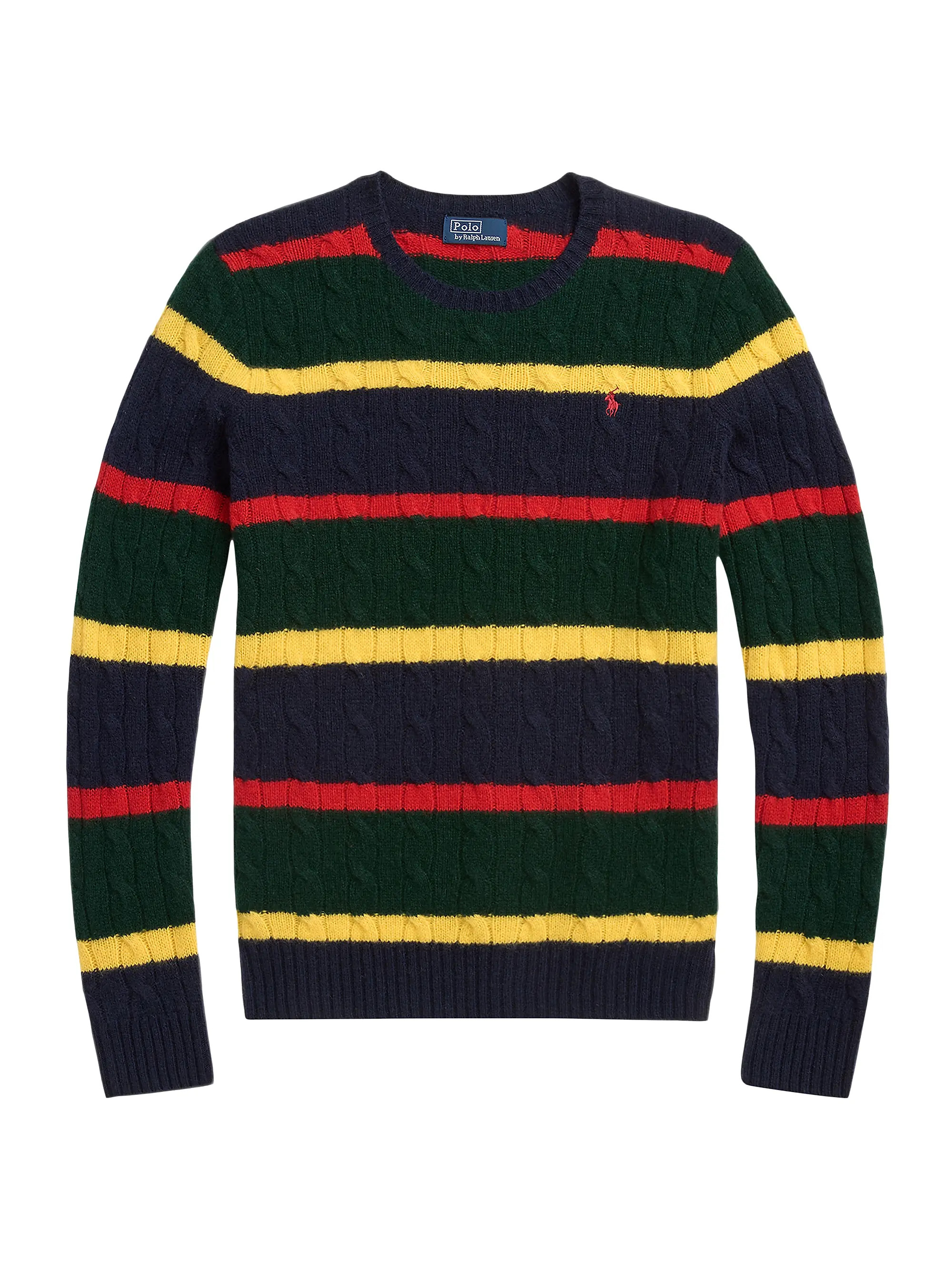 Striped Cable-Knit Wool-Cashmere Sweater | Saks Fifth Avenue